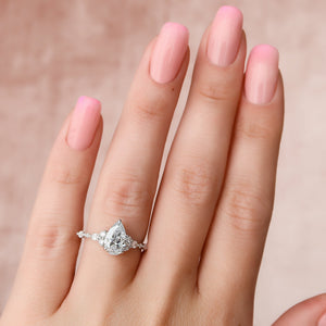 The Kristen Set With A 1 Carat Pear 18K White Gold Lab Diamond