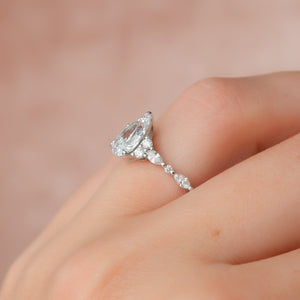The Kristen Set With A 1 Carat Pear 18K White Gold Lab Diamond