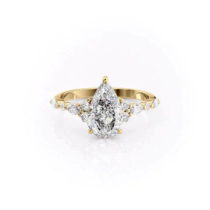 The Kristen Set With A 2 Carat Pear 18K Yellow Gold Lab Diamond