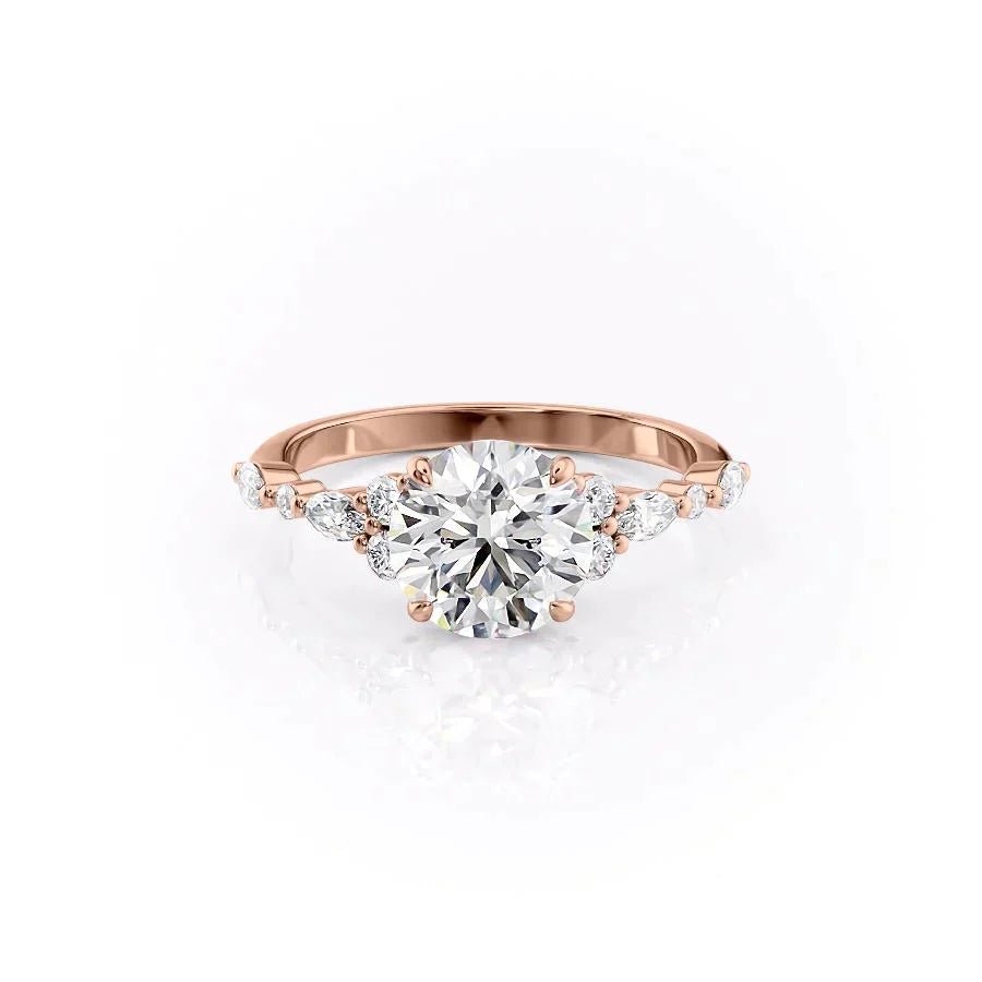 The Kristen Set Round  With A 2.5 Carat Round 14K Rose Gold Moissanite