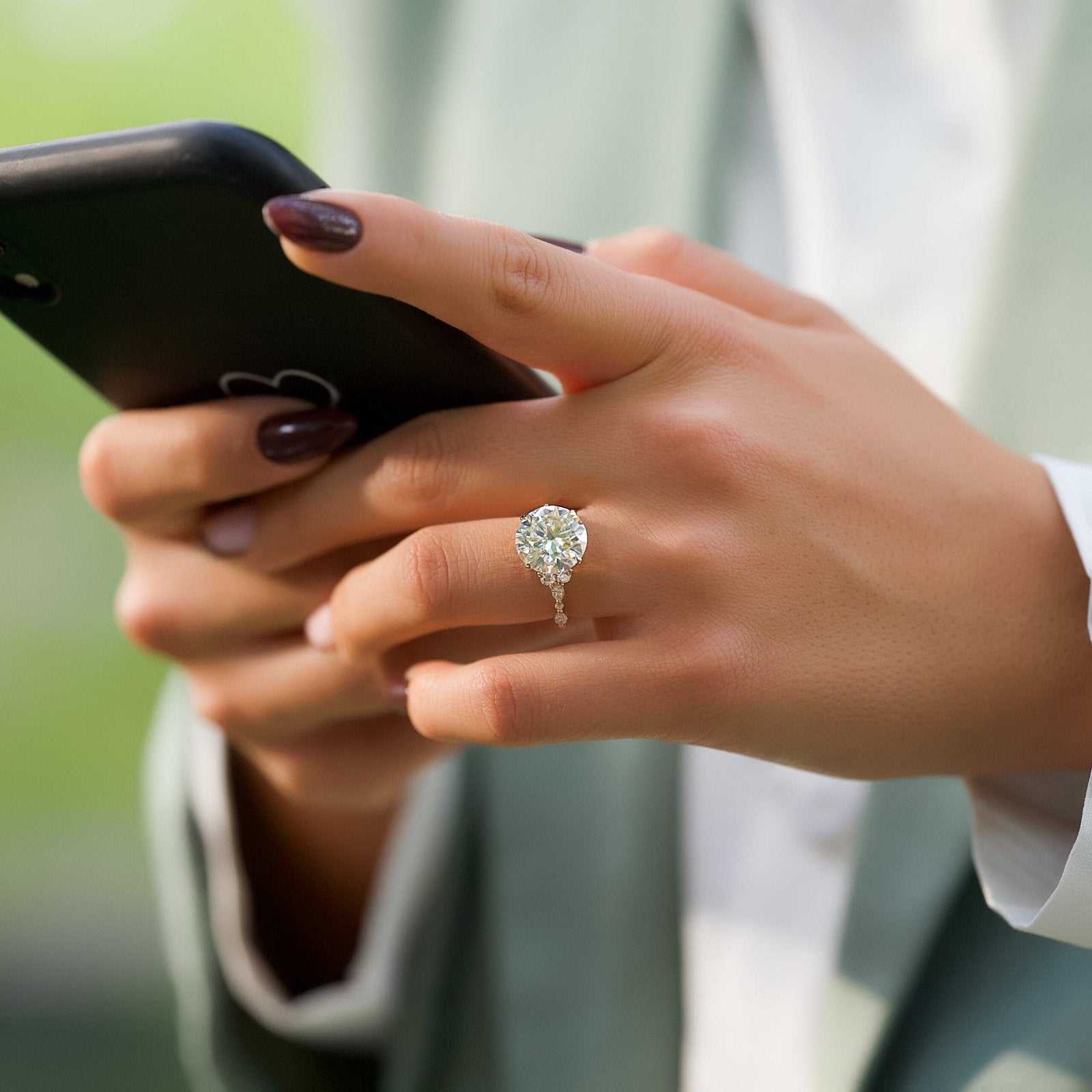 The Kristen Set Round  With A 2 Carat Round 14K Yellow Gold Moissanite