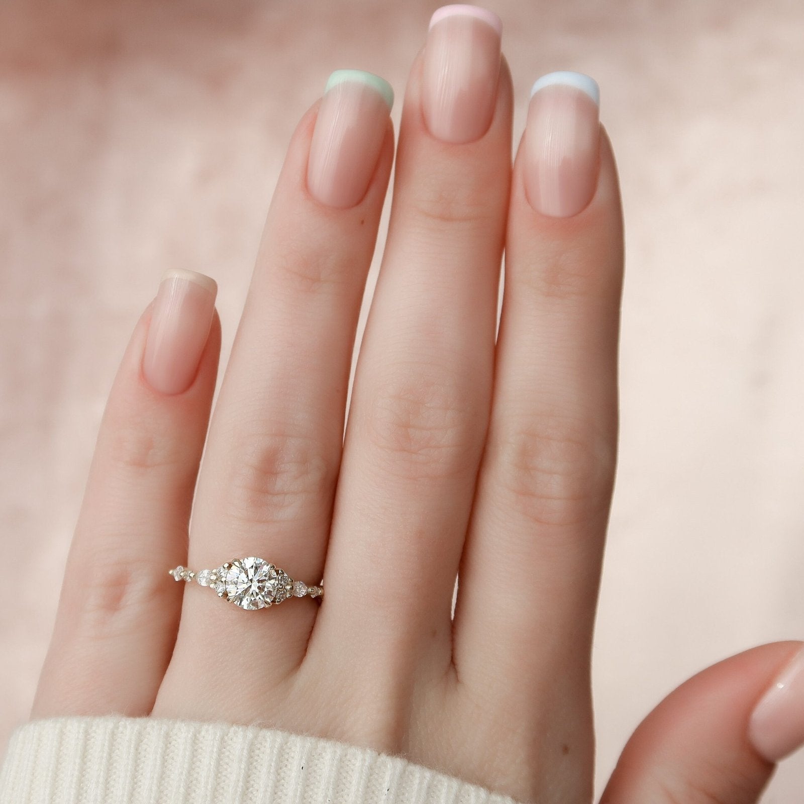 The Kristen Set Round  With A 4.5 Carat Round 18K Yellow Gold Moissanite