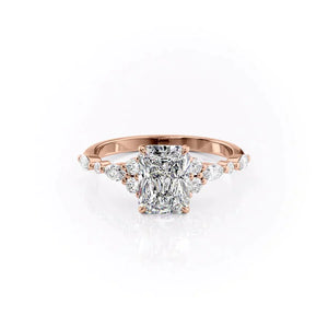 The Kristen Set With A 3 Carat Radiant 14K Rose Gold Lab Diamond