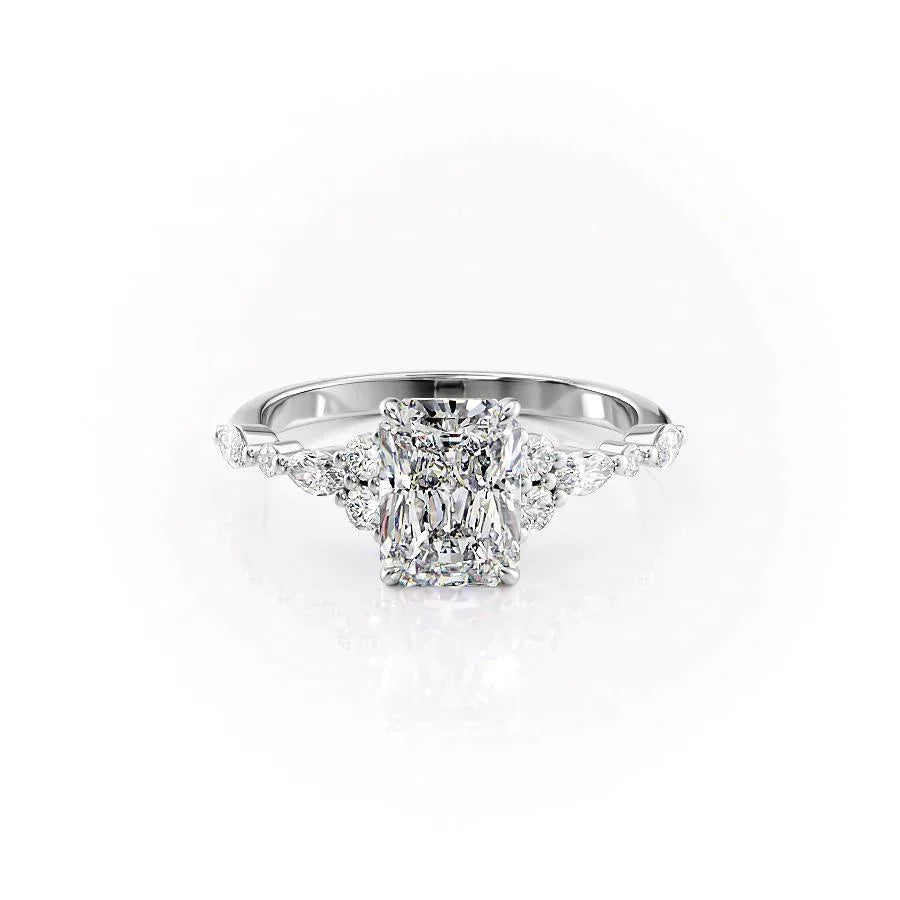 The Kristen Set With A 3 Carat Radiant 18K White Gold Lab Diamond