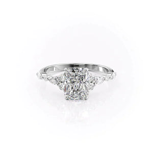The Kristen Set With A 2 Carat Radiant 18K White Gold Lab Diamond