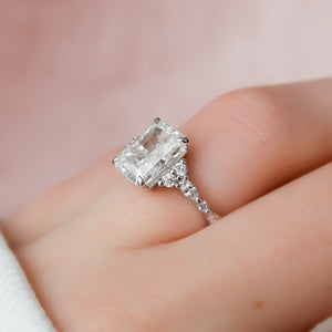 The Kristen Set With A 1 Carat Radiant 14K White Gold Lab Diamond