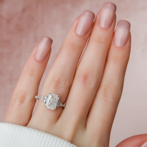 The Kristen Set With A 1 Carat Radiant 18K White Gold Lab Diamond