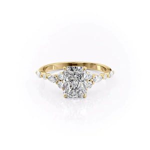 The Kristen Set With A 3 Carat Radiant 14K Yellow Gold Lab Diamond