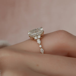 The Kristen Set With A 1 Carat Radiant 18K Yellow Gold Lab Diamond