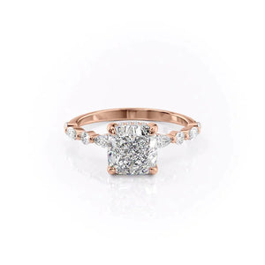 The Lindsey Set With A 1.5 Carat Cushion 14K Rose Gold Lab Diamond
