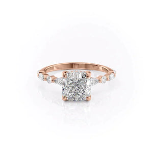 The Lindsey Set  With A 1.5 Carat Cushion 14K Rose Gold Moissanite