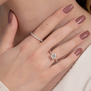 The Lindsey Set  With A 4 Carat Cushion 14K Rose Gold Moissanite