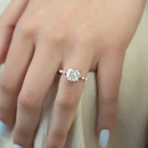 The Lindsey Set  With A 4 Carat Cushion 14K Rose Gold Moissanite