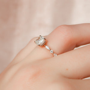 The Lindsey Set With A 1 Carat Cushion 14K Rose Gold Lab Diamond