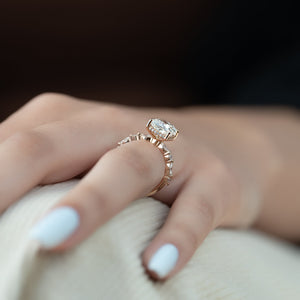 The Lindsey Set  With A 4 Carat Cushion 14K Rose Gold Moissanite