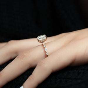 The Lindsey Set  With A 4 Carat Cushion 14K Rose Gold Moissanite