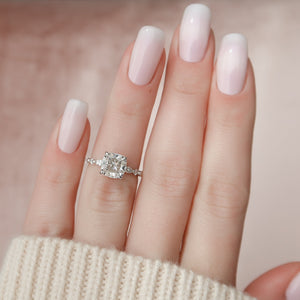 The Lindsey Set  With A 3 Carat Cushion 14K White Gold Moissanite