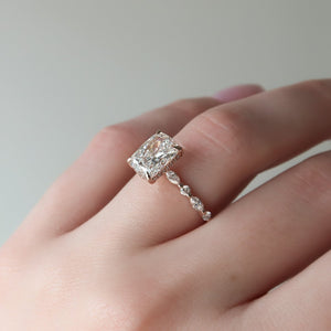 The Lindsey Set With A 1.5 Carat E. Cushion 14K Rose Gold Lab Diamond