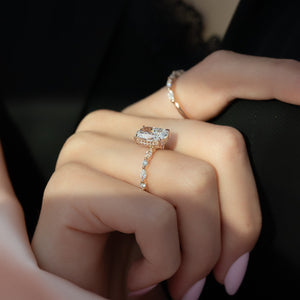 The Lindsey Set With A 2 Carat E. Cushion 14K Rose Gold Lab Diamond