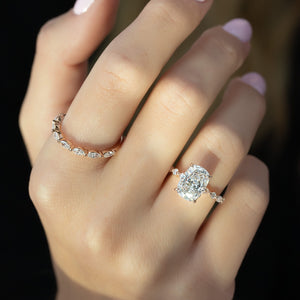 The Lindsey Set With A 2 Carat E. Cushion 14K Rose Gold Lab Diamond