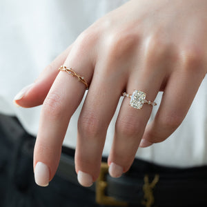 The Lindsey Set With A 1 Carat E. Cushion 14K Rose Gold Lab Diamond