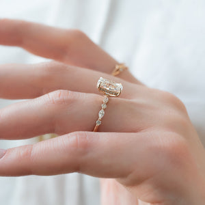 The Lindsey Set With A 2.5 Carat E. Cushion 14K Rose Gold Lab Diamond