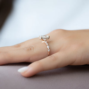 The Lindsey Set With A 2 Carat E. Cushion 14K Rose Gold Lab Diamond