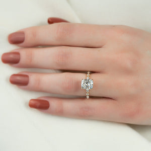The Lindsey Set With A 3 Carat E. Cushion 18K Yellow Gold Lab Diamond
