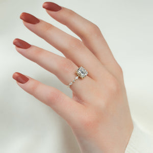 The Lindsey Set With A 3 Carat E. Cushion 18K Yellow Gold Lab Diamond