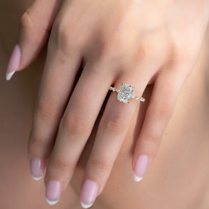 The Lindsey Set With A 2 Carat E. Cushion 18K Yellow Gold Lab Diamond