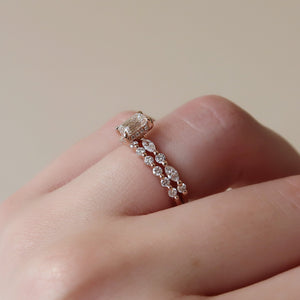The Lindsey Set With A 1.5 Carat Emerald 14K Rose Gold Lab Diamond