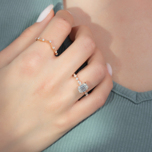 The Lindsey Set  With A 3 Carat Emerald 14K Rose Gold Moissanite