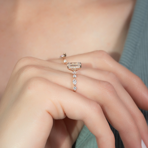 The Lindsey Set  With A 3 Carat Emerald 14K Rose Gold Moissanite