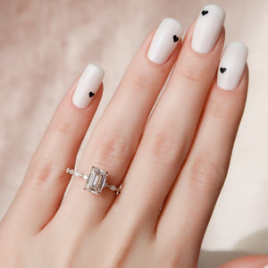 The Lindsey Set  With A 3 Carat Emerald 14K Rose Gold Moissanite