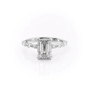 The Lindsey Set With A 1 Carat Emerald 14K White Gold Lab Diamond