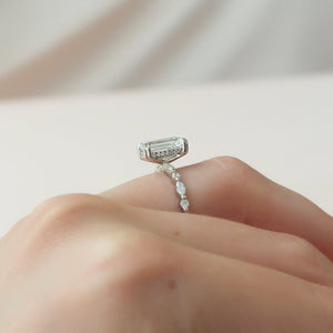 The Lindsey Set  With A 3 Carat Emerald 14K White Gold Moissanite