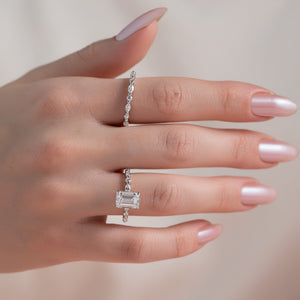 The Lindsey Set With A 1.5 Carat Emerald 14K White Gold Lab Diamond