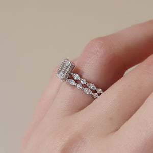 The Lindsey Set With A 1.5 Carat Emerald 14K White Gold Lab Diamond