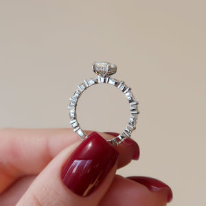 The Lindsey Set  With A 3 Carat Emerald 14K White Gold Moissanite