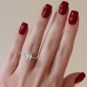 The Lindsey Set  With A 3 Carat Emerald 14K White Gold Moissanite