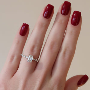 The Lindsey Set With A 1.5 Carat Emerald 14K White Gold Lab Diamond