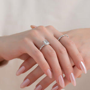 The Lindsey Set With A 1.5 Carat Emerald 14K White Gold Lab Diamond