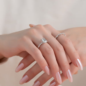 The Lindsey Set  With A 3 Carat Emerald 14K White Gold Moissanite