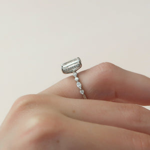 The Lindsey Set With A 1.5 Carat Emerald 14K White Gold Lab Diamond