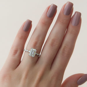 The Lindsey Set With A 1.5 Carat Emerald 14K White Gold Lab Diamond