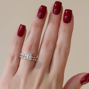 The Lindsey Set With A 1.5 Carat Emerald 14K White Gold Lab Diamond