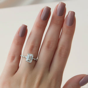 The Lindsey Set  With A 3 Carat Emerald 14K White Gold Moissanite