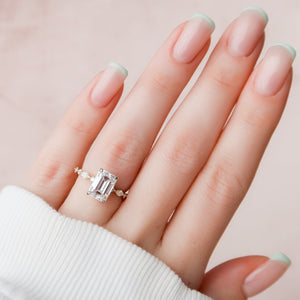 The Lindsey Set  With A 3 Carat Emerald 18K Yellow Gold Moissanite