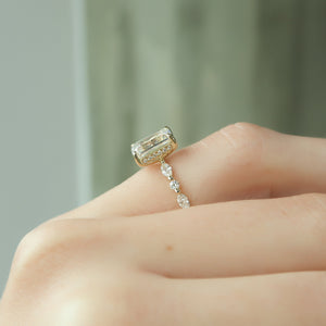 The Lindsey Set  With A 3 Carat Emerald 18K Yellow Gold Moissanite