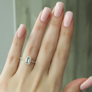 The Lindsey Set  With A 3 Carat Emerald 18K Yellow Gold Moissanite